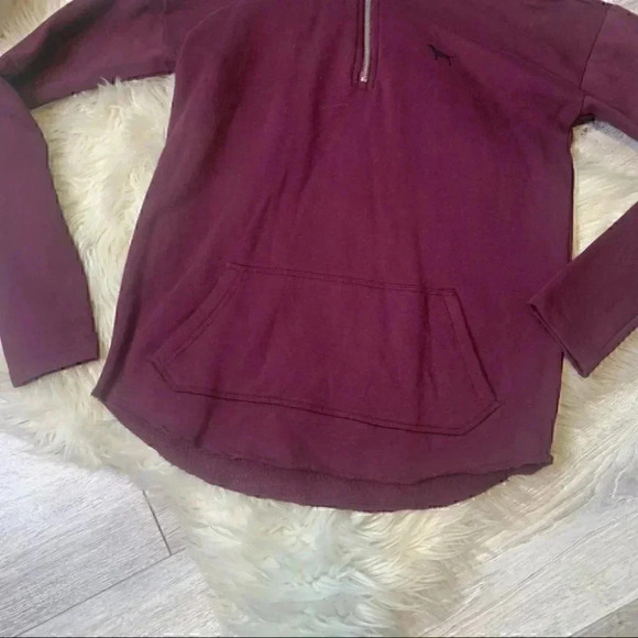 Victoria secret pink maroon wine and black dog logo 1/4 zip pullover xs - Picture 2 of 5
